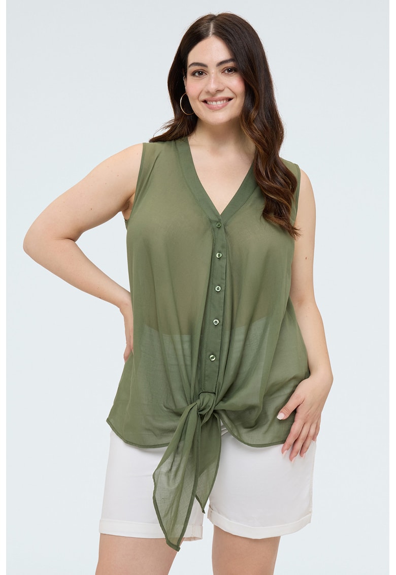 Top transparent cu nasturi - Verde inchis