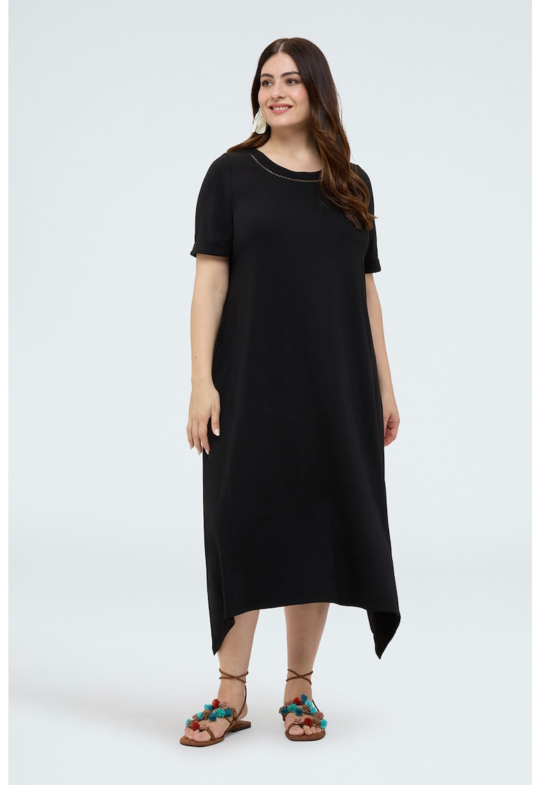 Rochie asimetrica din amestec de bumbac - Negru