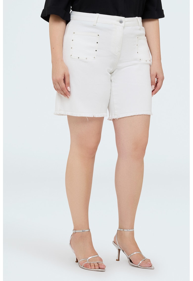 Pantaloni scurti din denim cu buzunare - Alb