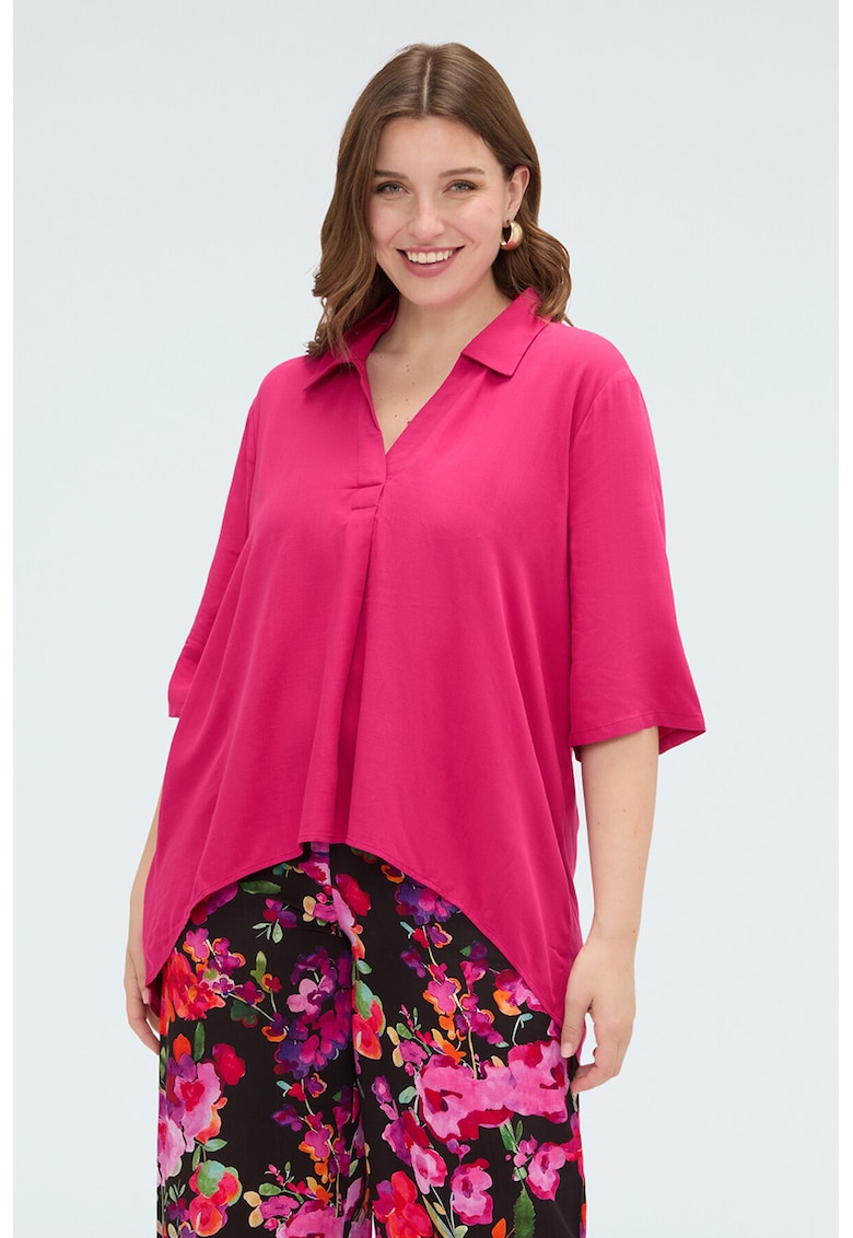 Bluza asimetrica cu maneci medi - Roz inchis