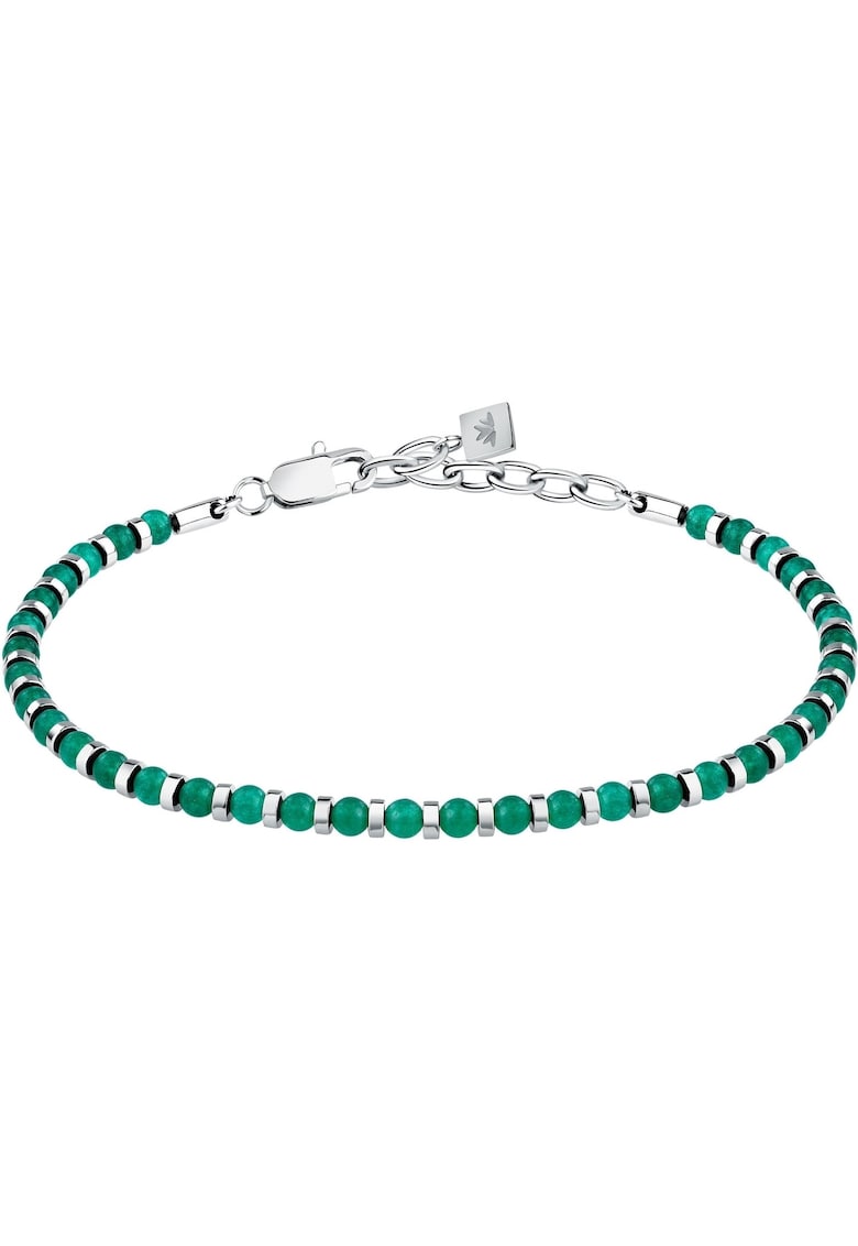 Bratara argintie - verde - inox - piatra semipretioasa