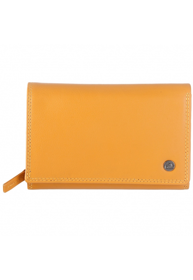 Portofel dama piele naturala 15.5 x 10 x 3.5 cm - Spongy Nappa - - Galben