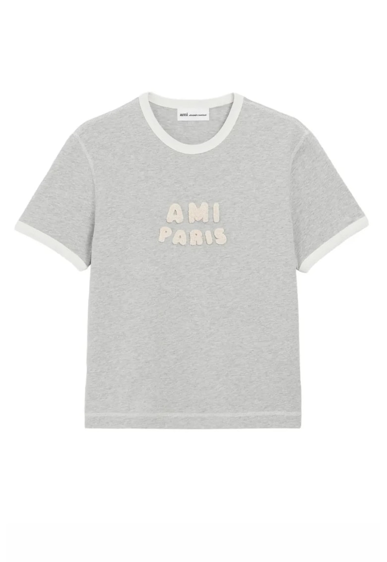 Tricou barbati - logo appliqué - Gri