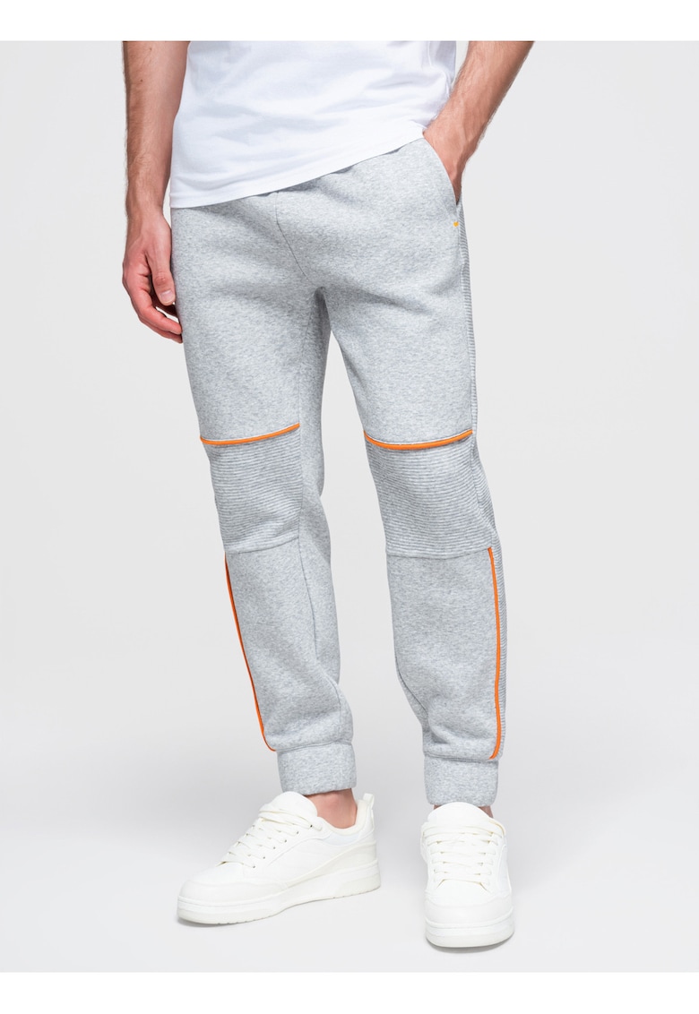 Pantaloni barbati dres - croi ingust - cu buzunare si snur de ajustare - Gri