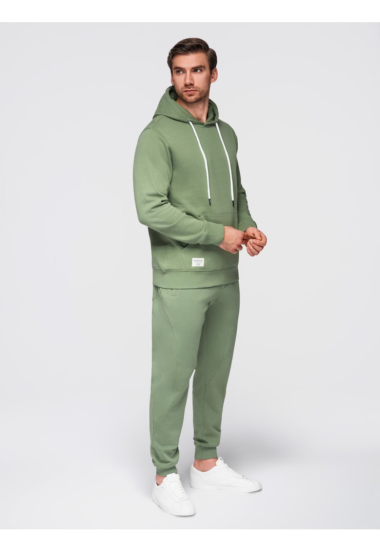 Trening barbati din bumbac 100% cu bluza tip kangur si pantaloni jogger