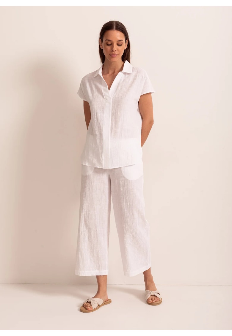 Bluza Dama Capri Panza Topita Bumbac - Alb