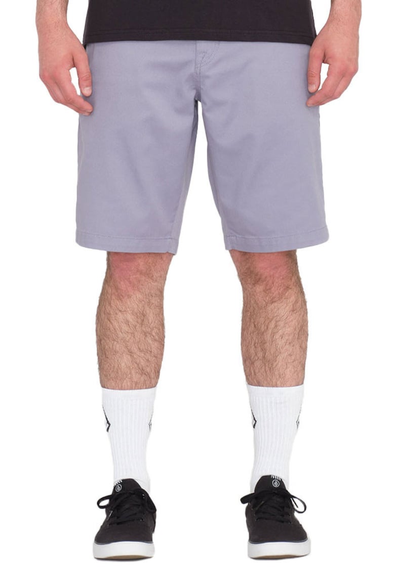 Pantaloni scurti chino din amestec de bumbac cu model uni -
