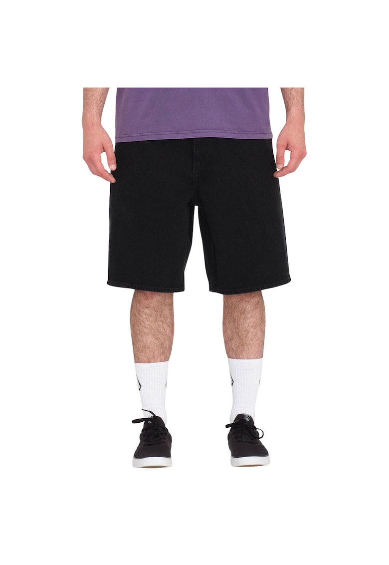 Blugi scurti cu croiala baggy si model uni