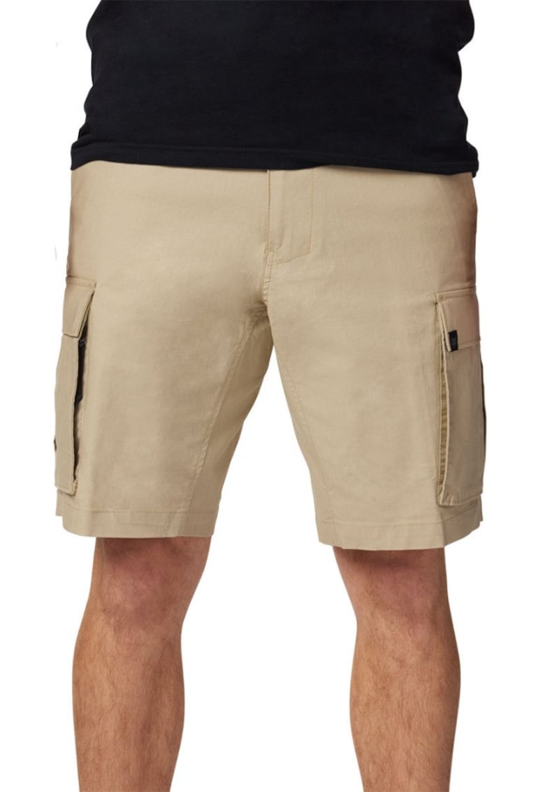 Pantaloni cargo scurti din amestec de bumbac cu mode uni