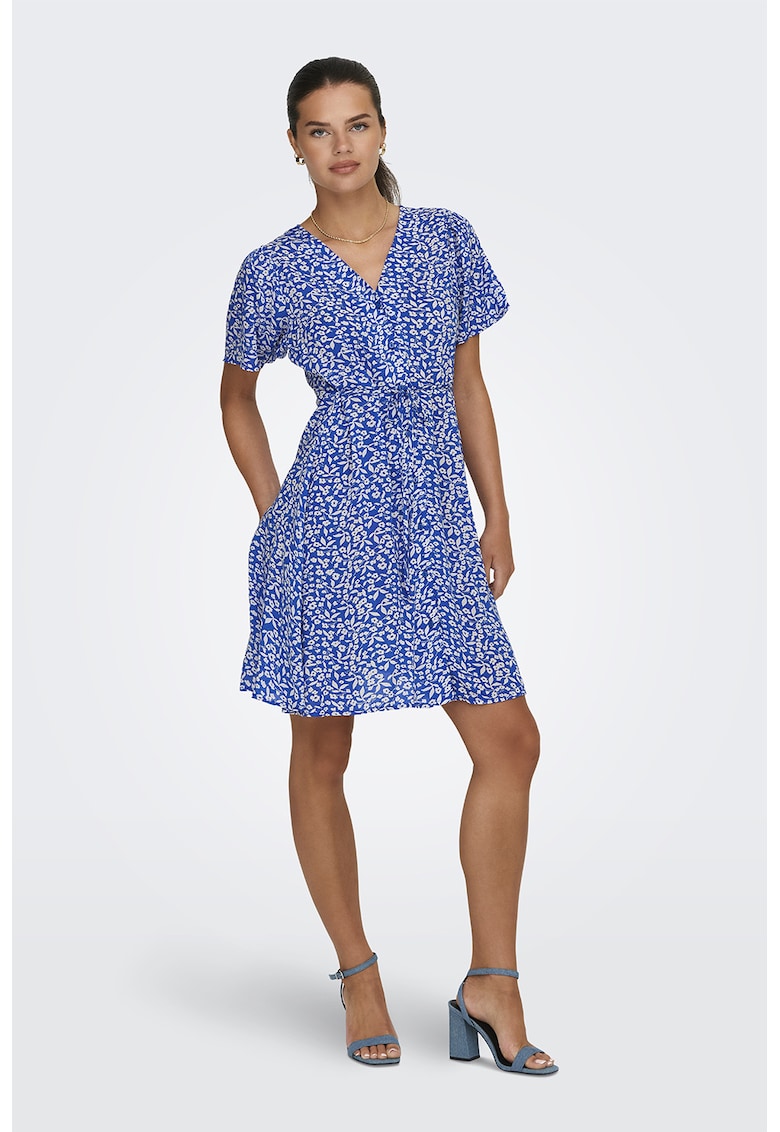 Rochie cu imprimeu floral Evida - Alb/Albastru