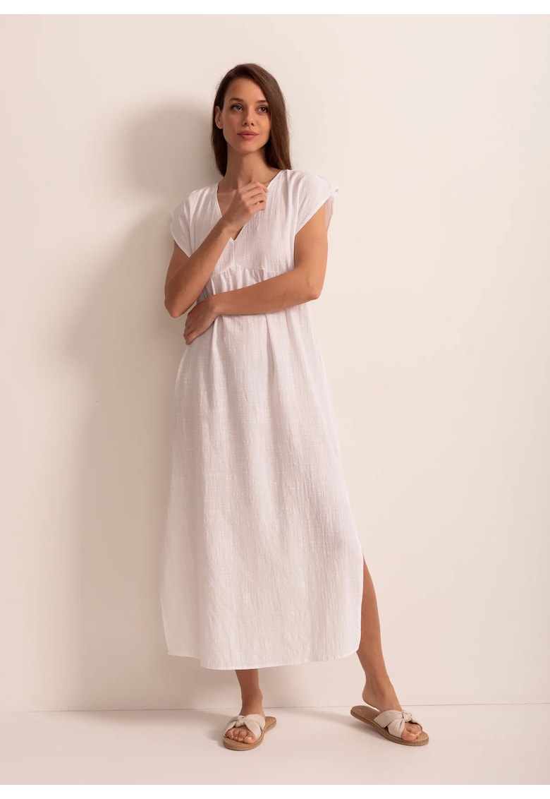 Rochie Dama Capri Panza Topita Bumbac - Alb