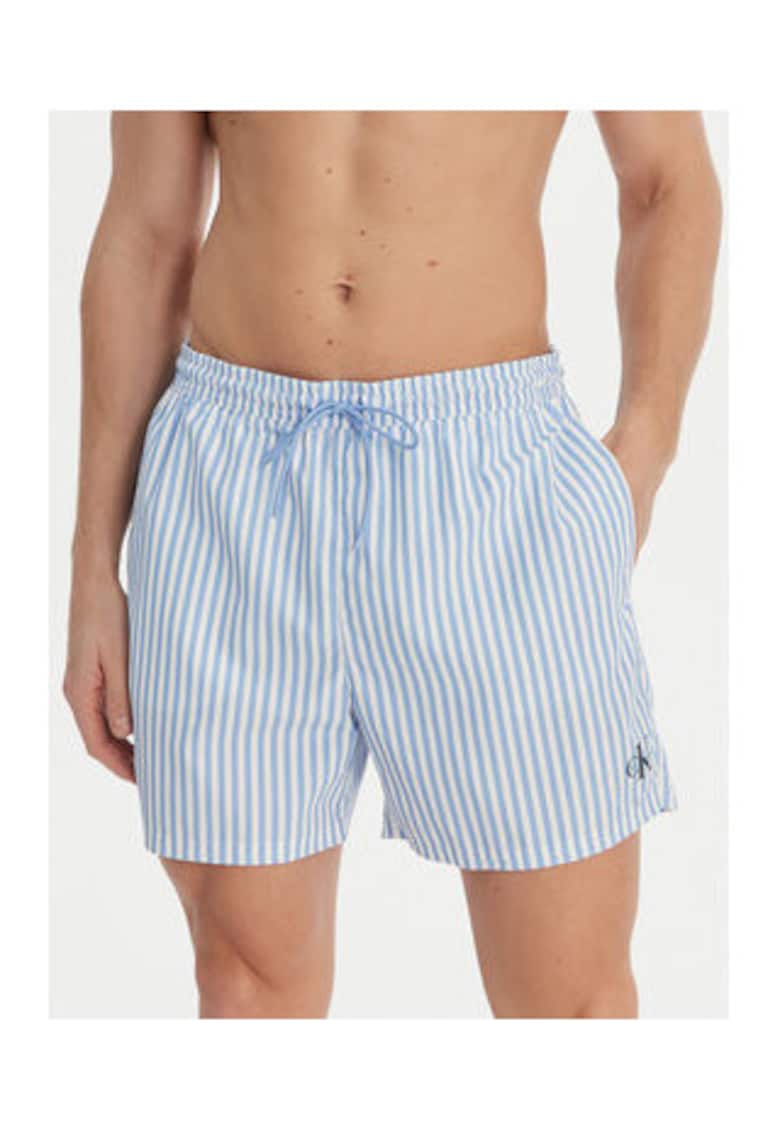 Pantaloni scurti de baie - cu dungi si talie ajustabila