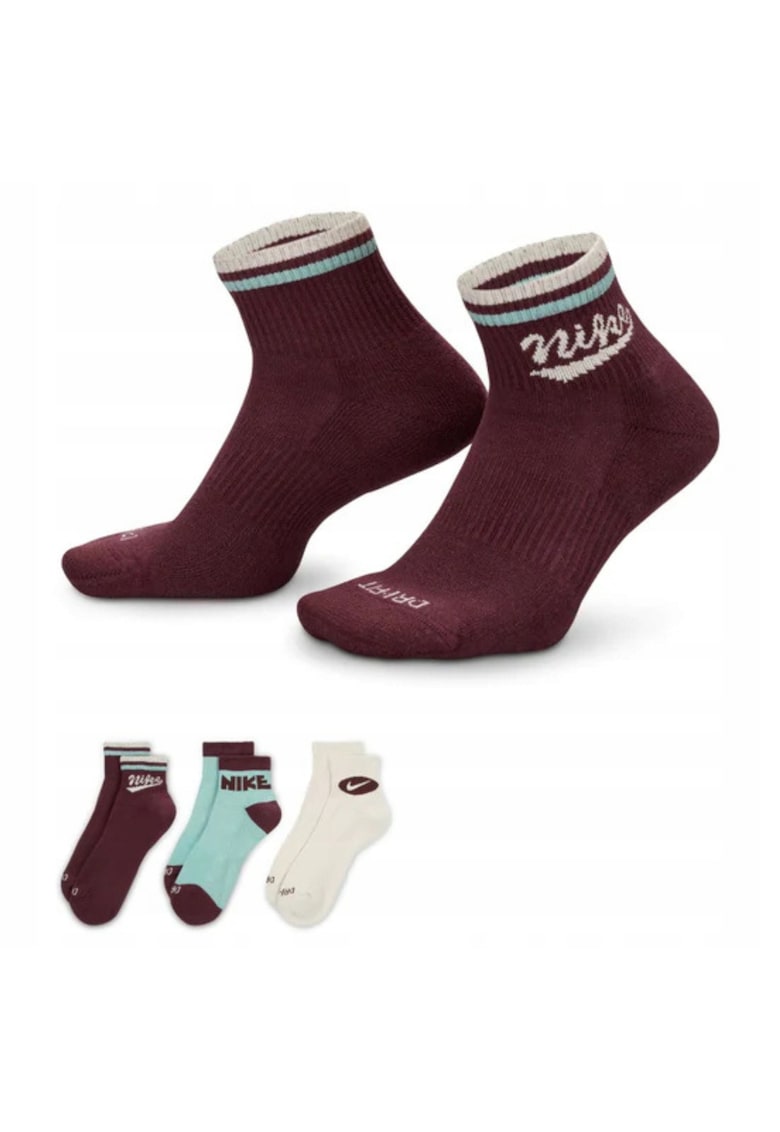 Sosete Sport - HJ9340-904 - Multicolor - Tehnologia Dri-Fit Asigura Uscare Si Confort - Amortizare Suplimentara La Mers Si Banda De Sustinere Pentru Stabilitate Si - Maro inchis