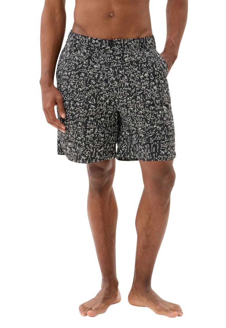 Pantaloni scurti de baie imprimati cu buzunar cu fermoar la spate