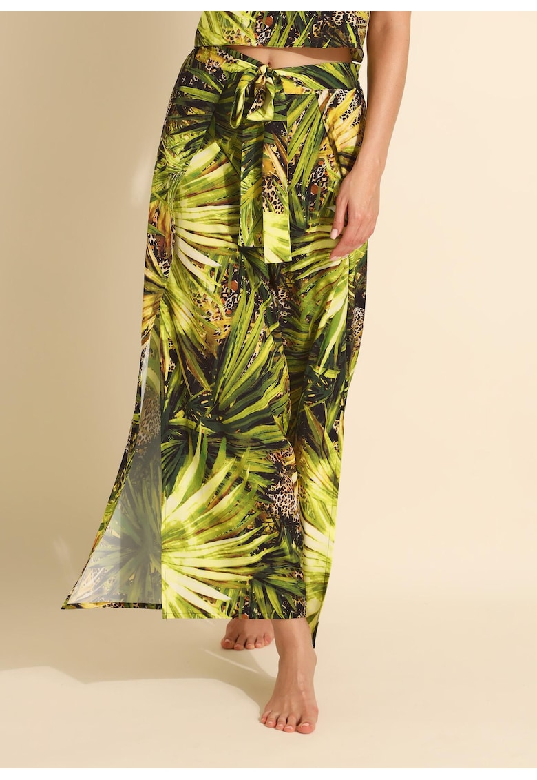 Pantaloni Tropical - culotte - vaporosi de plaja cu talie legata