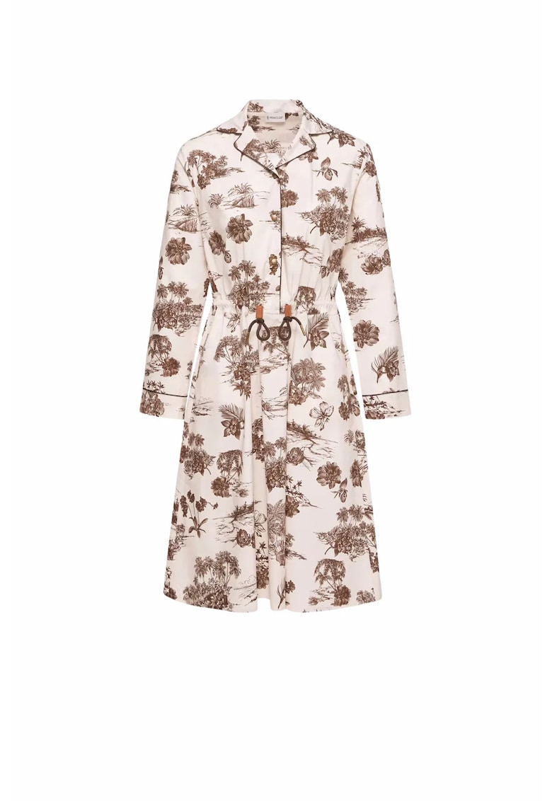 Rochie - Floral Knee Length - Alb/Maro