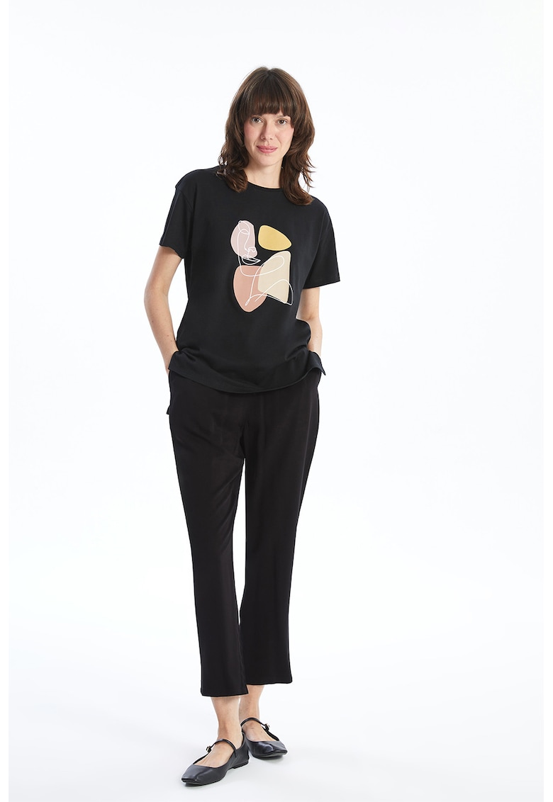 Pantaloni uni cu buzunare laterale - Negru