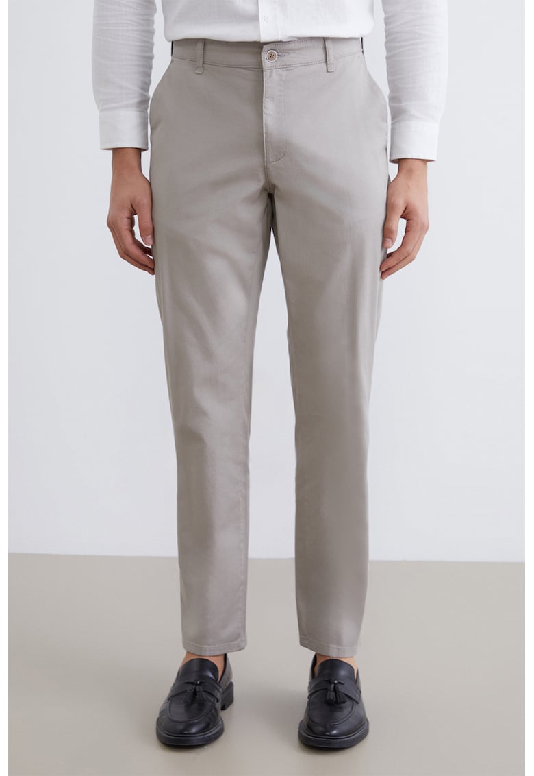 Pantaloni chino din amestec de bumbac - Bej deschis
