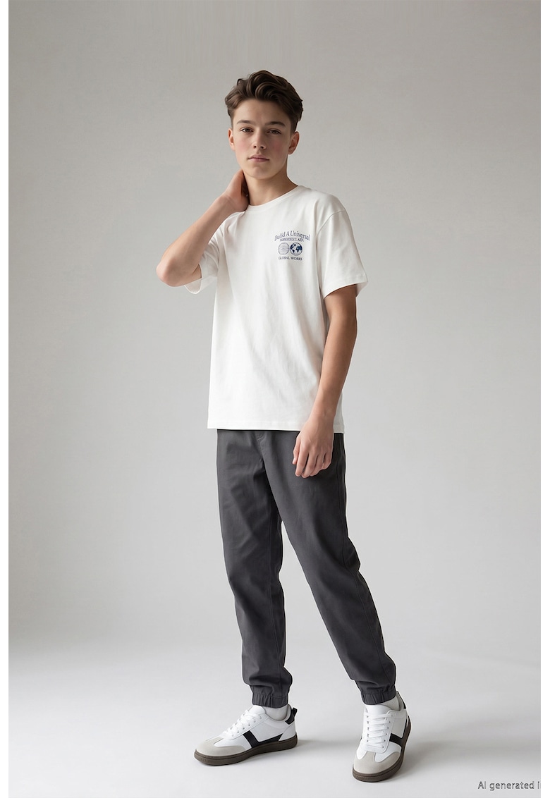 Pantaloni lejeri de trening cu buzunacer cu fermoar - Negru
