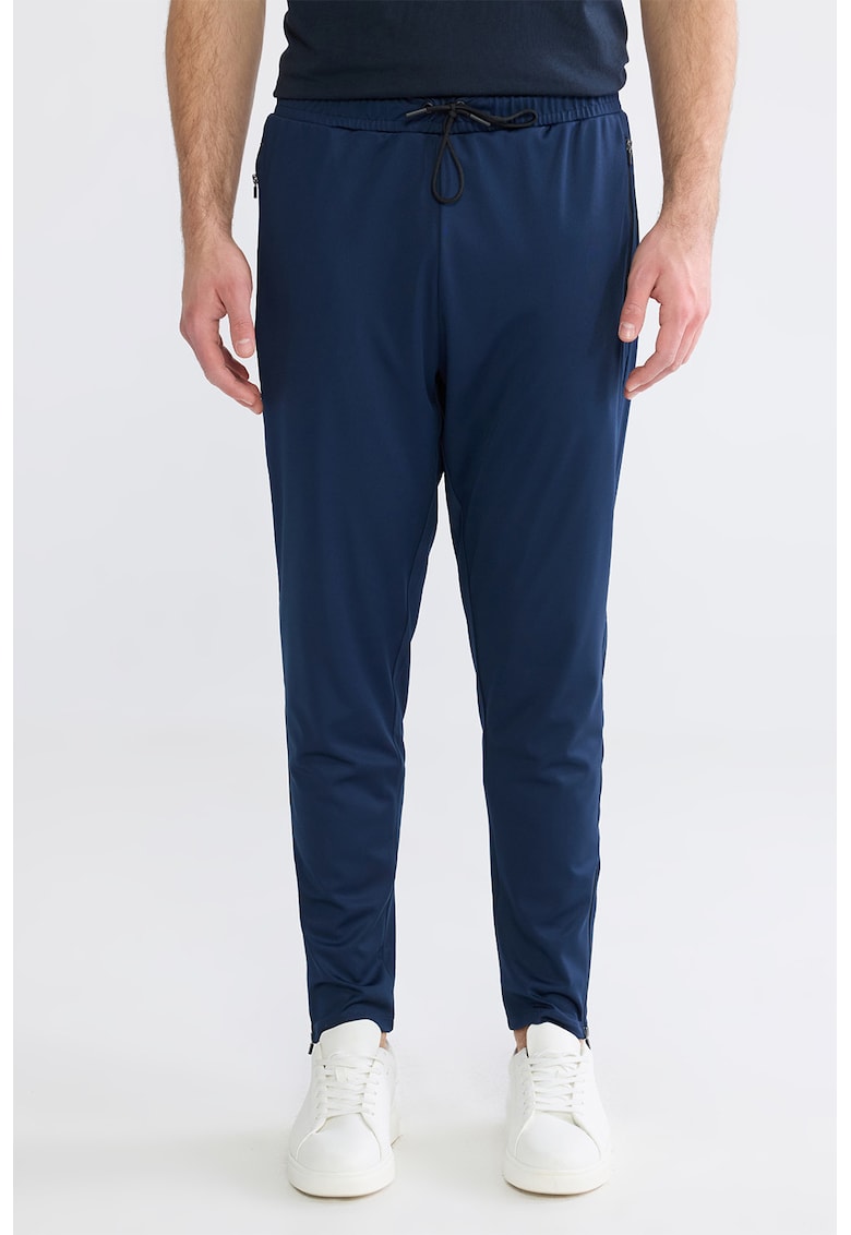 Pantaloni de trening cu slit cu fermoar la terminatii - Bleumarin