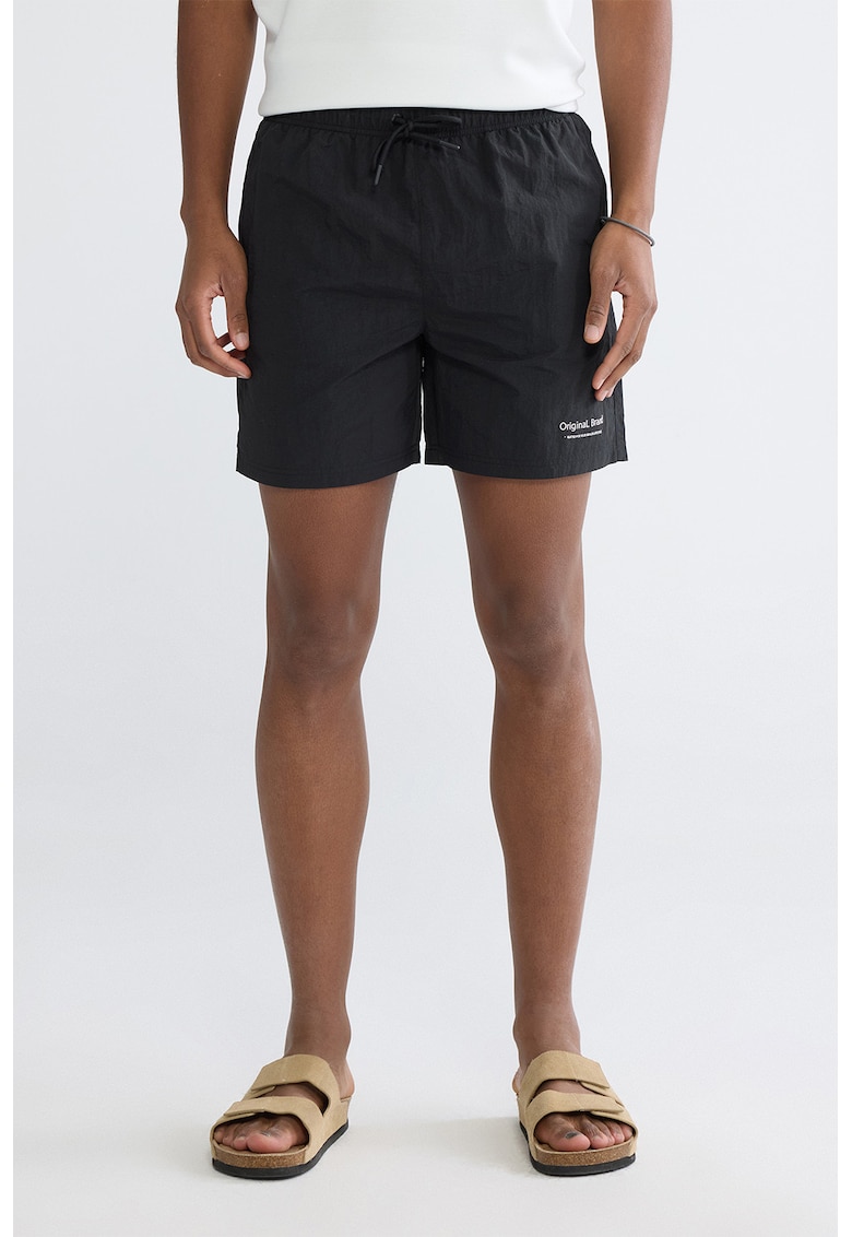 Pantaloni scurti de baie cu snur - Negru