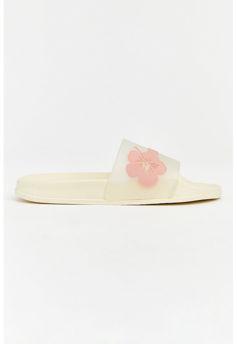 Papuci cu hibiscus - Galben pal