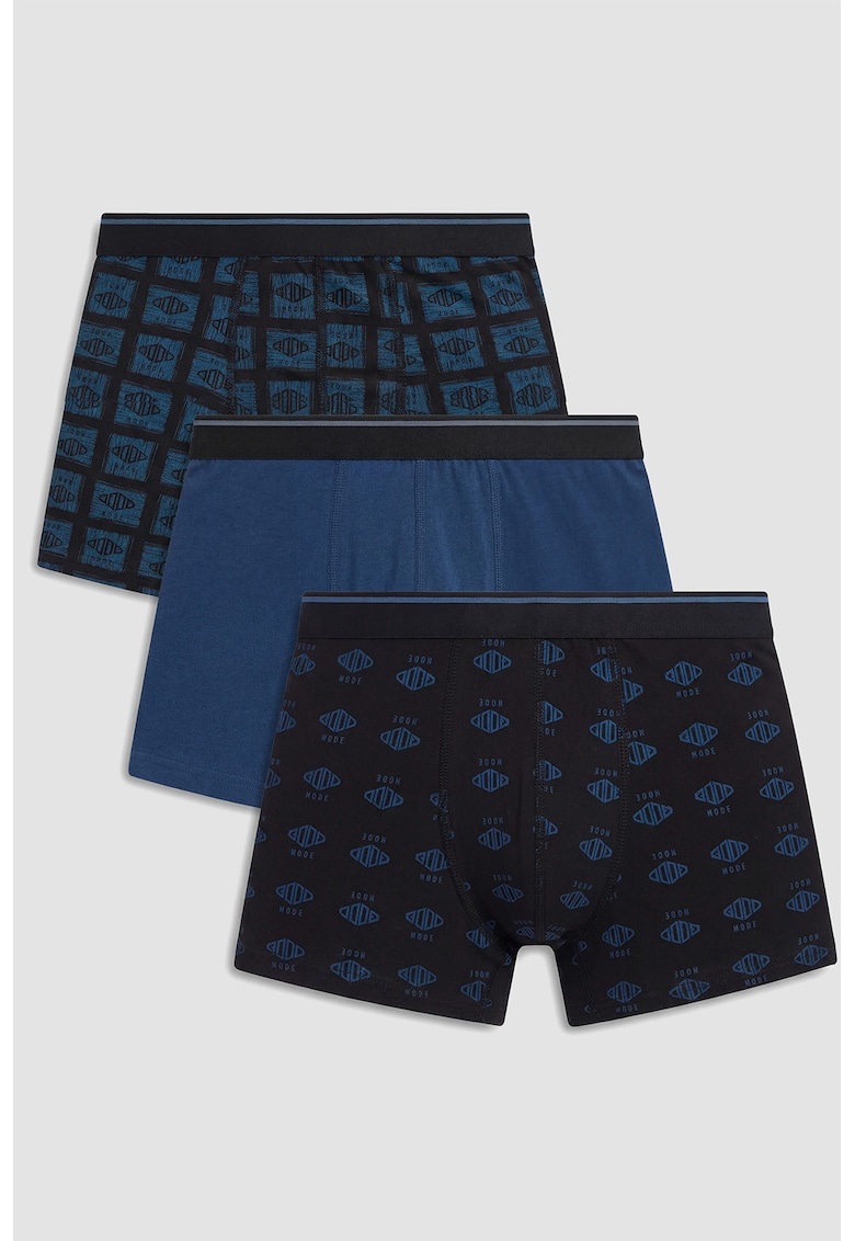 Set de boxeri de bumbac - 3 perechi - Negru/Bleumarin
