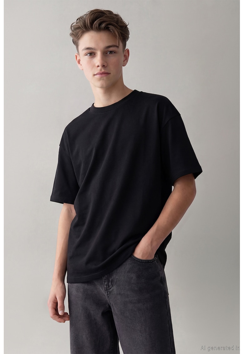 Tricou uni de bumbac - Negru