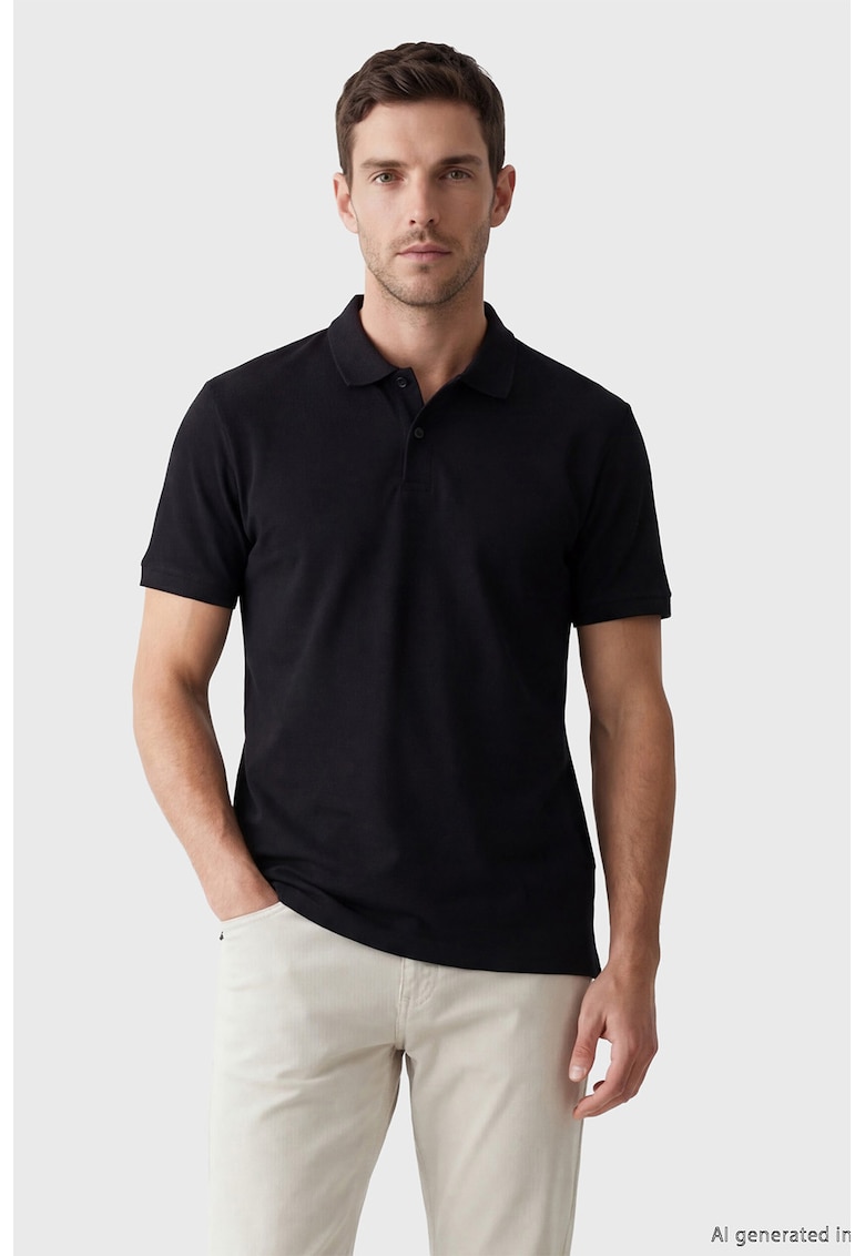 Tricou polo de bumbac - Negru