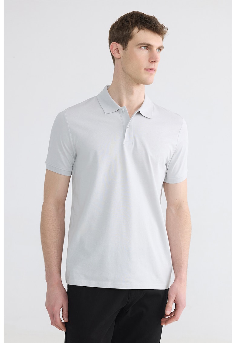 Tricou polo de bumbac - Alb optic