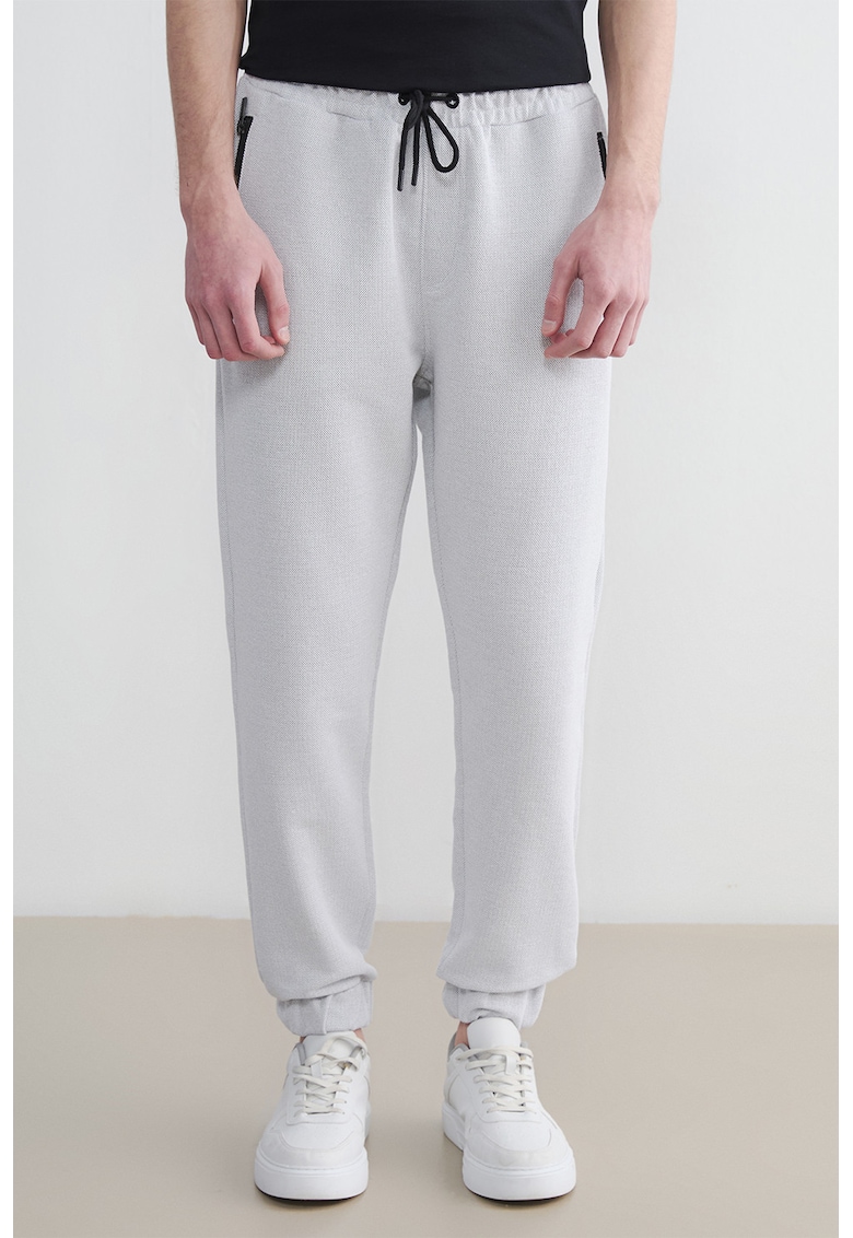 Pantaloni de trening cu buzunare cu fermoar - Gri deschis melange