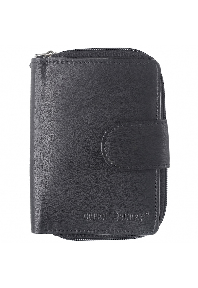 Portofel dama piele naturala 9.5 x 12.5 x 3 cm - Basic - - Negru