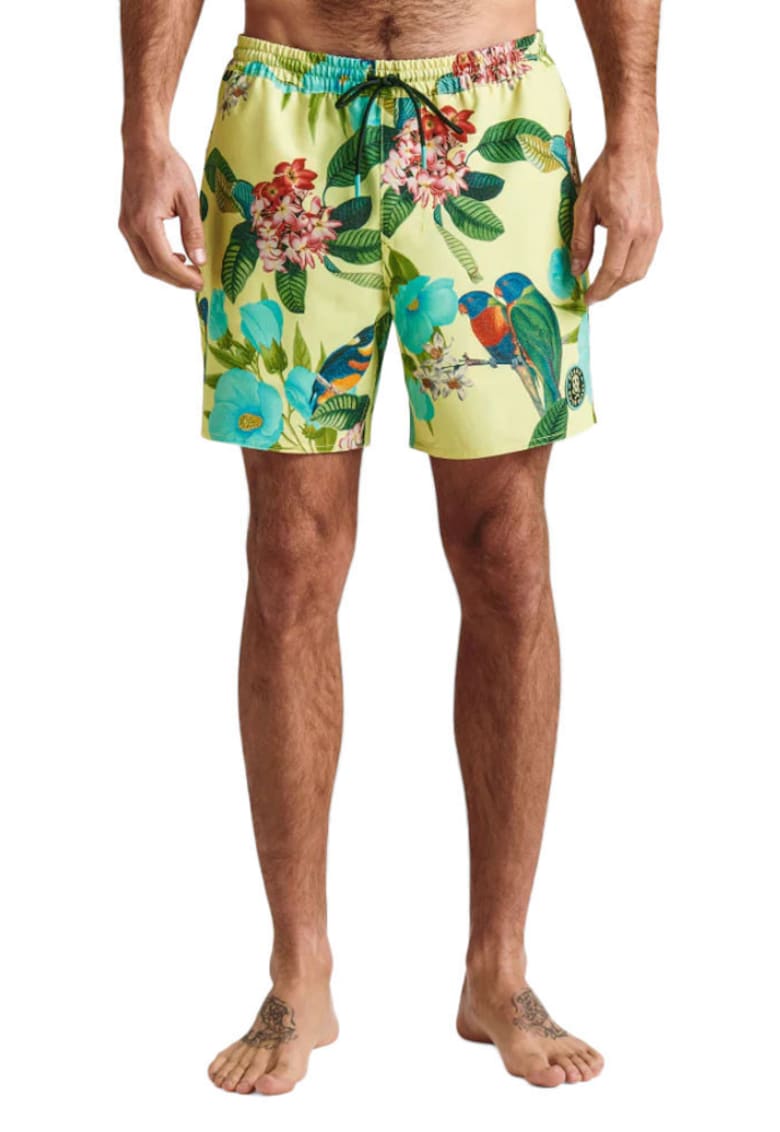 Pantaloni scurti de baie cu snur in talie - buzunare laterale si model floral