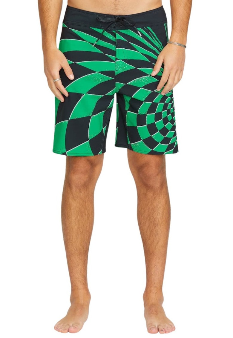 Pantaloni scurti de baie cu snur de ajustare in talie si model colorblock