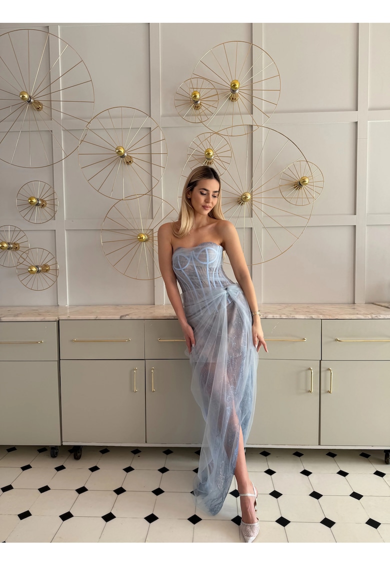 Rochie din tulle bleu cu corset - Azurine - Albastru azur