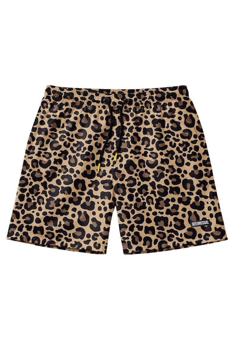 Pantaloni scurti cu animal print si snur in talie