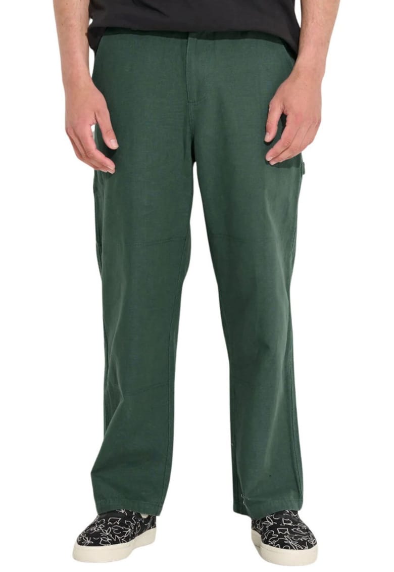 Pantaloni relaxed fit din bumbac cu model uni