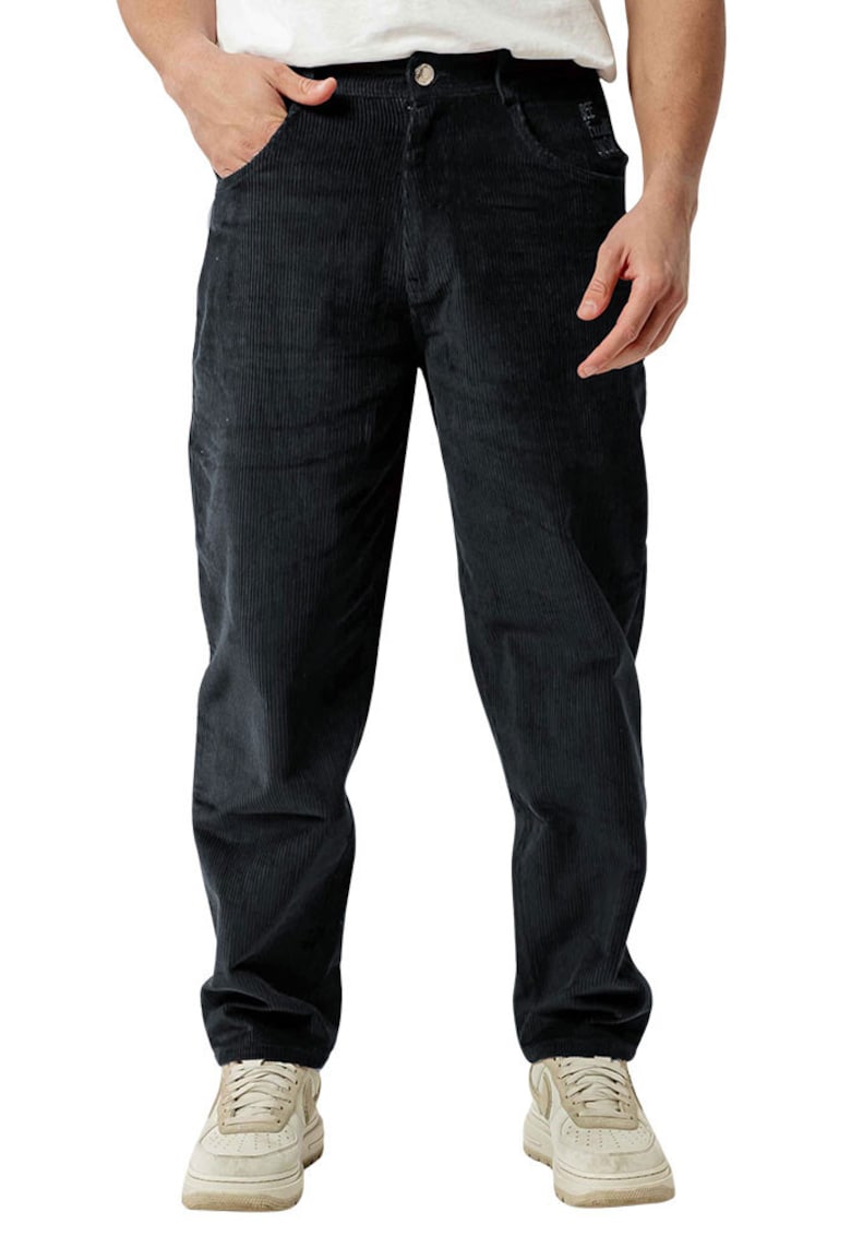 Blugi relaxed fit cu aspect de catifea