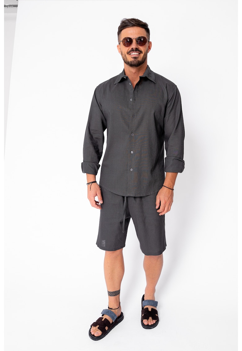 Set Lino 100% In camasa si pantalon scurt Premium Edition Grey Anthracite 21752