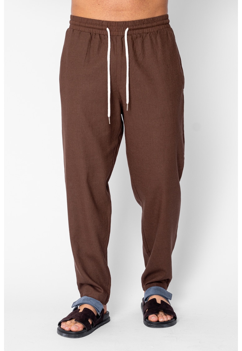Pantaloni lungi din IN cu snur Brown 21778 - Maro