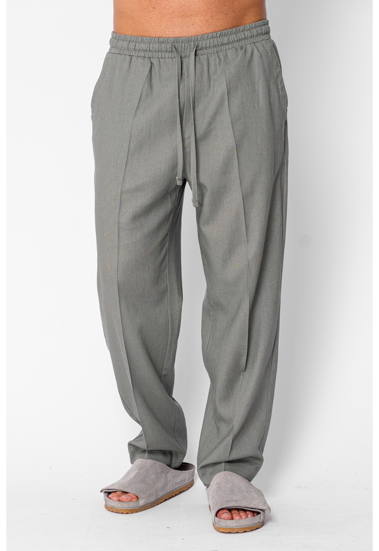 Pantaloni lungi drepti din IN cu snur Olive 21788 - Verde