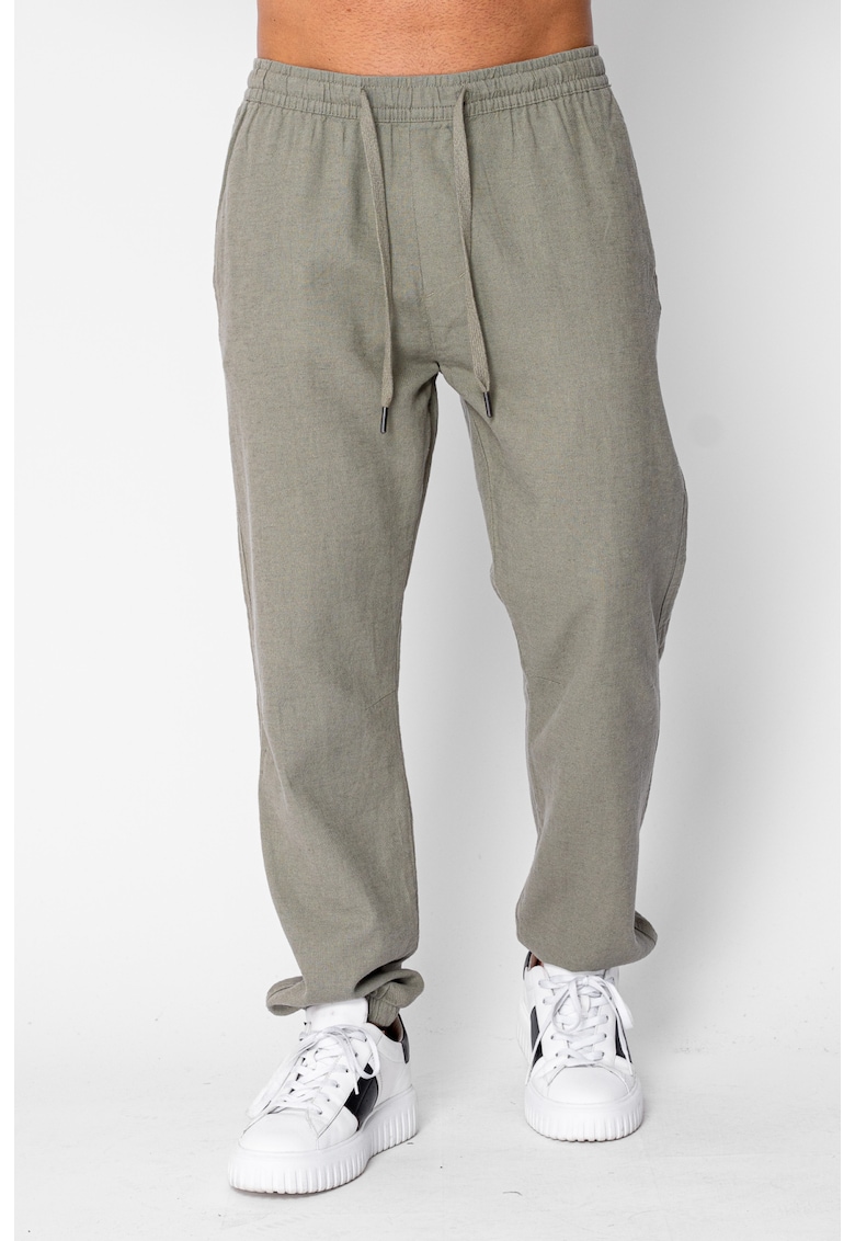 Pantaloni lungi din IN cu elastic si snur Olive 21812 - Verde