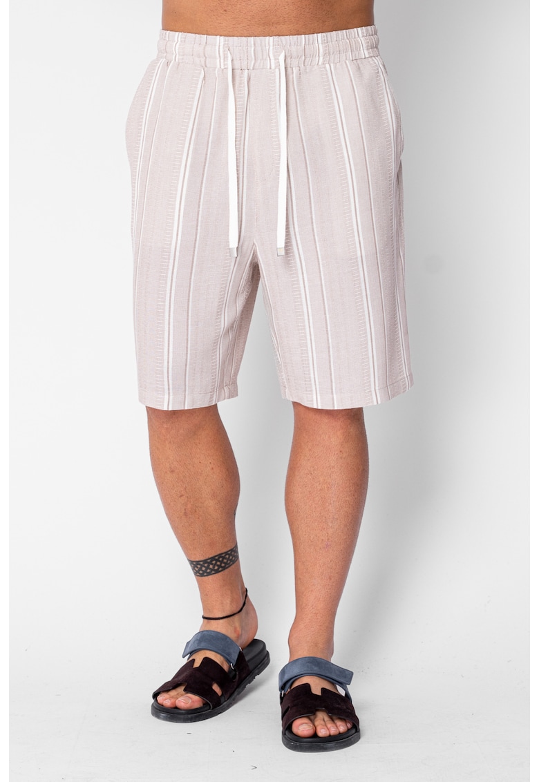Pantaloni scurti cu dungi Beige 21804 - Bej