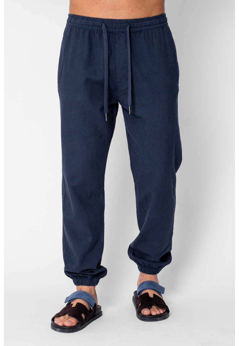 Pantaloni lungi din IN cu elastic si snur Navy 21825 - Bleumarin