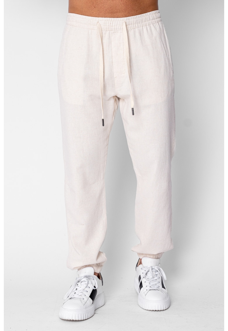 Pantaloni lungi din IN cu elastic si snur Beige 21822 - Bej