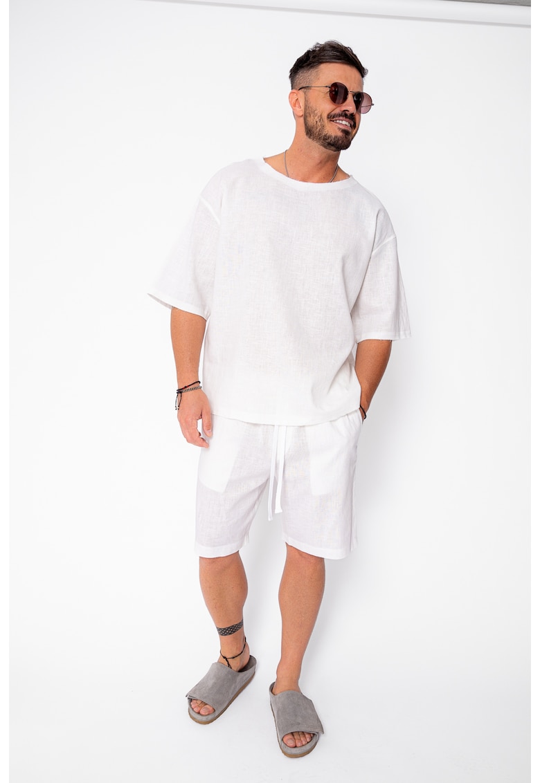 Set Lino 100% In Tricou si pantalon scurt Off White Premium Edition New 21837