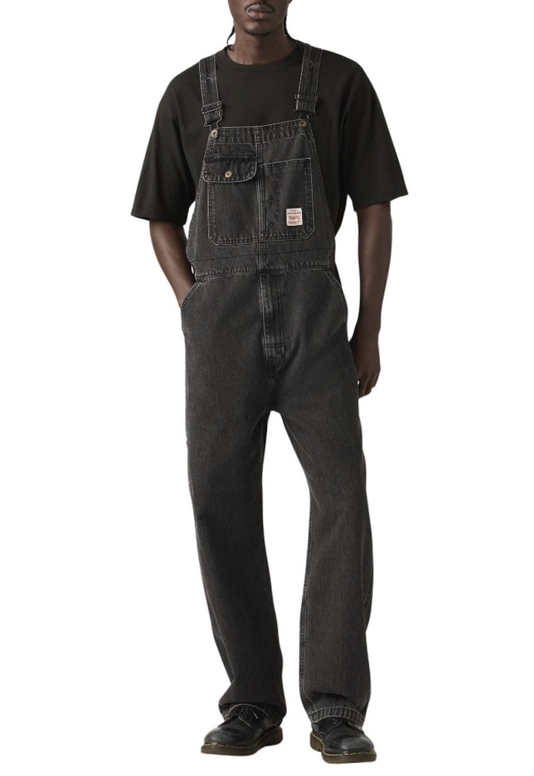 Salopeta din denim cu croiala dreapta.