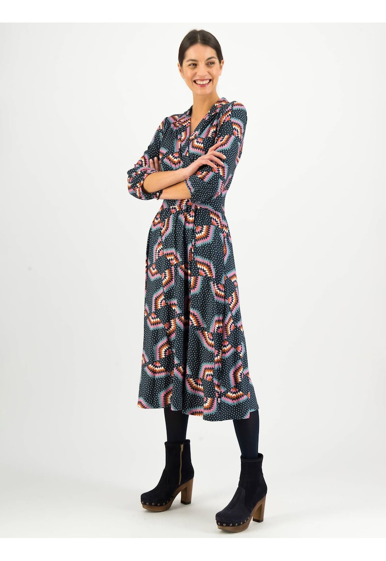 Rochie midi evazata cu imprimeu -