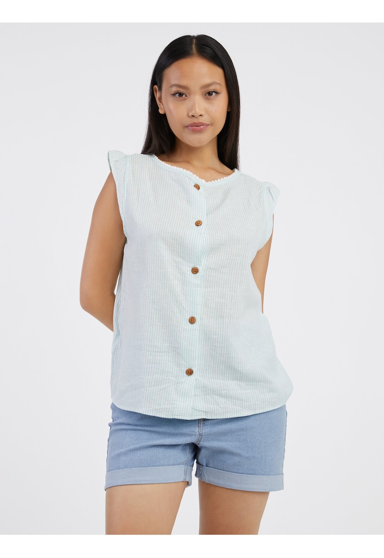 Bluza fara maneci din amestec de in - cu nasturi