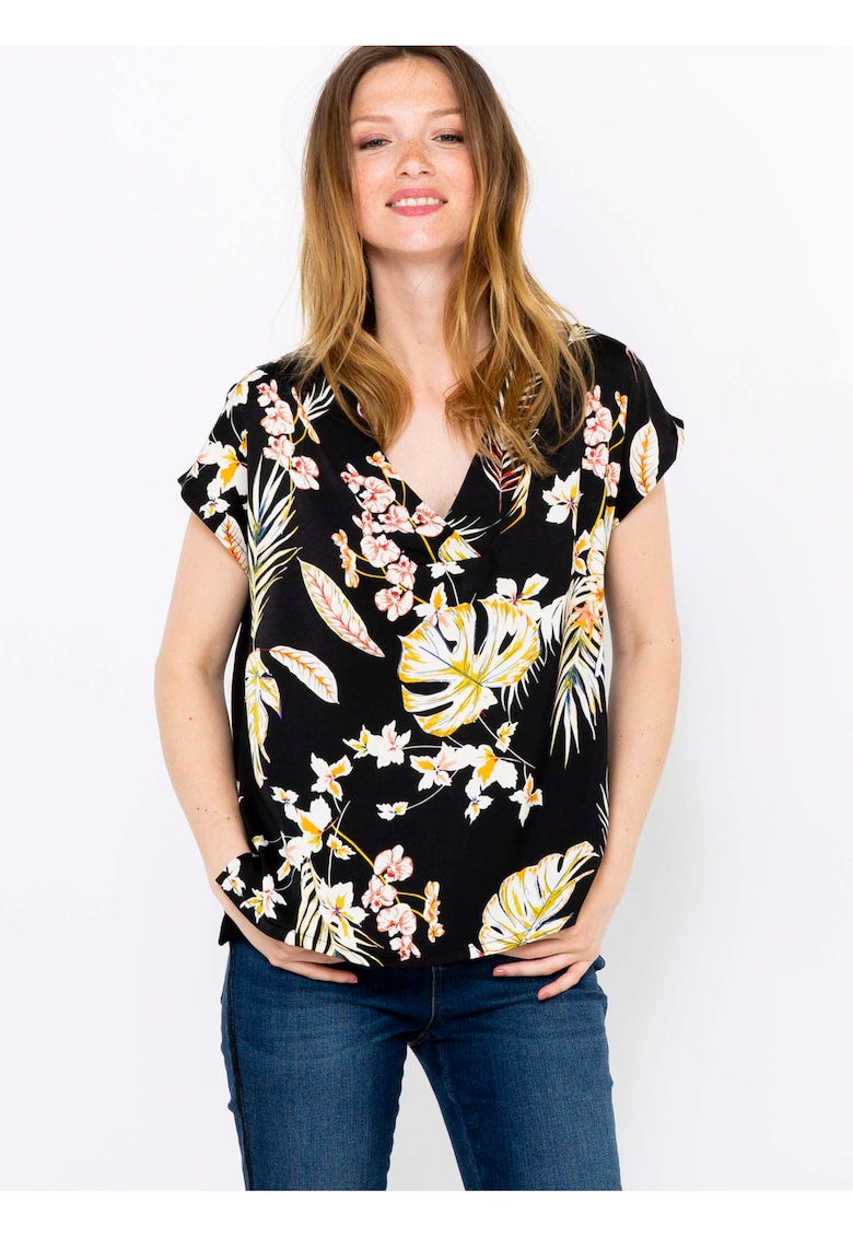 Bluza cu imprimeu floral pe partea din fata